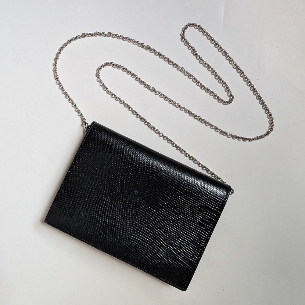 J.P. Renard of Paris Black Leather Chain Shoulder Bag Clutch